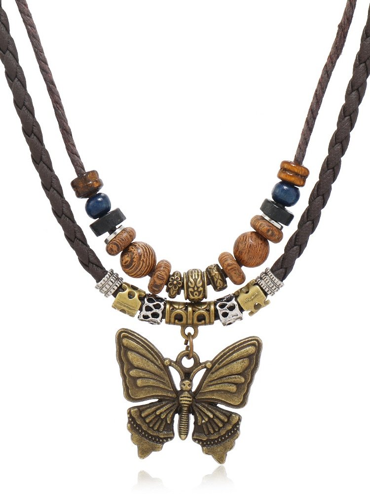 Collier Bloc de Couleur Rue Toutes Les Saisons Joint Fendu Fête Métal Rétro Style Pendentif Collier pour Femmes