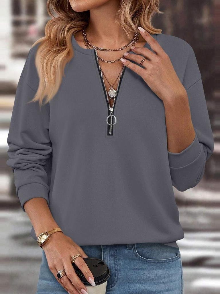 Sweat-shirts Décontracté Plain Printemps / Automne Polyester Manches Longues Col Rond Régulier Droit T.-N.-L. pour Femmes