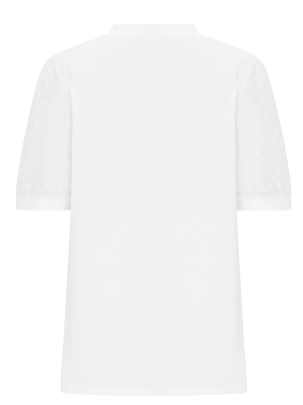 T-shirts Pois Polka Urbain Été Polyester Col V Jacquard Faire la navette Coupe Régulière Manches Bouffantes pour Femmes