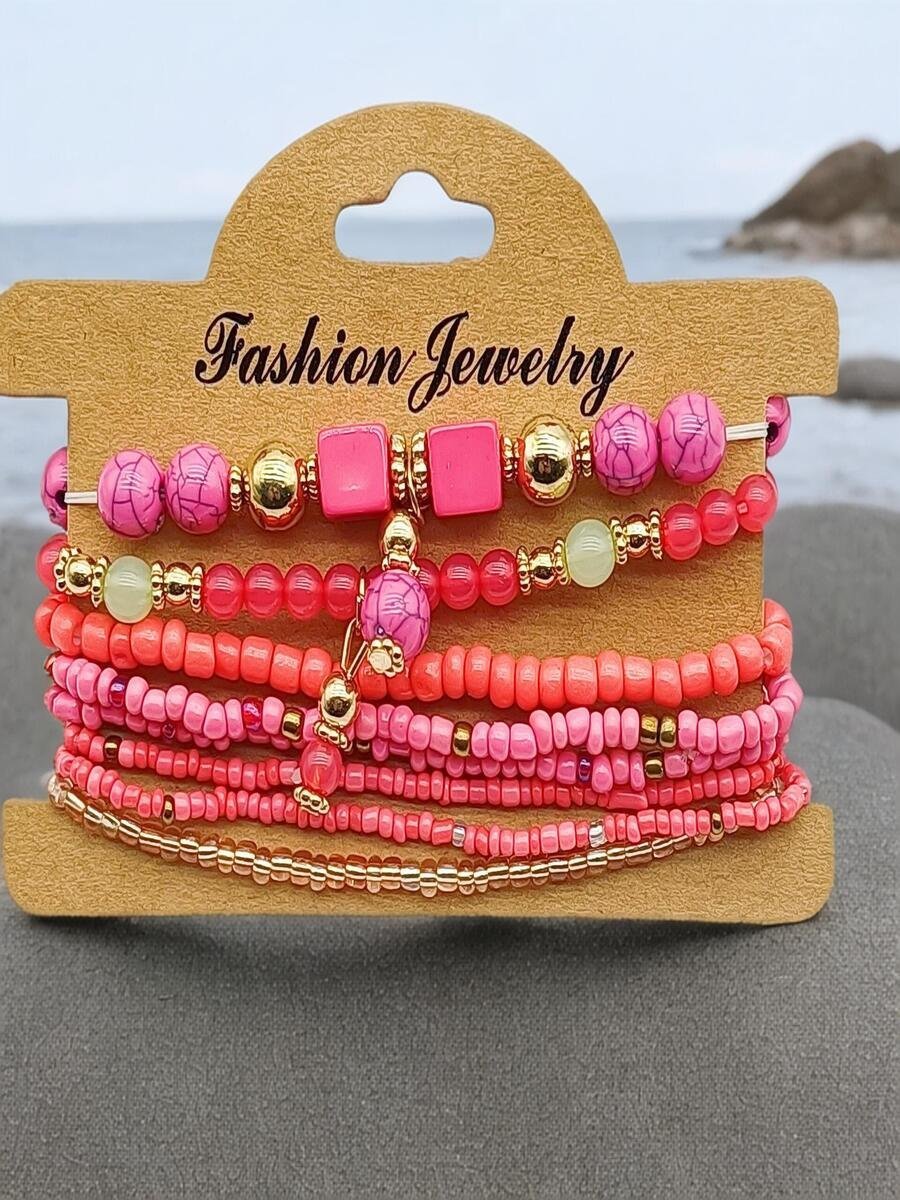 Bracelets Femmes Décontracté Ombre Toutes Les Saisons Tressé Quotidien multicouche Bracelet Acrylique