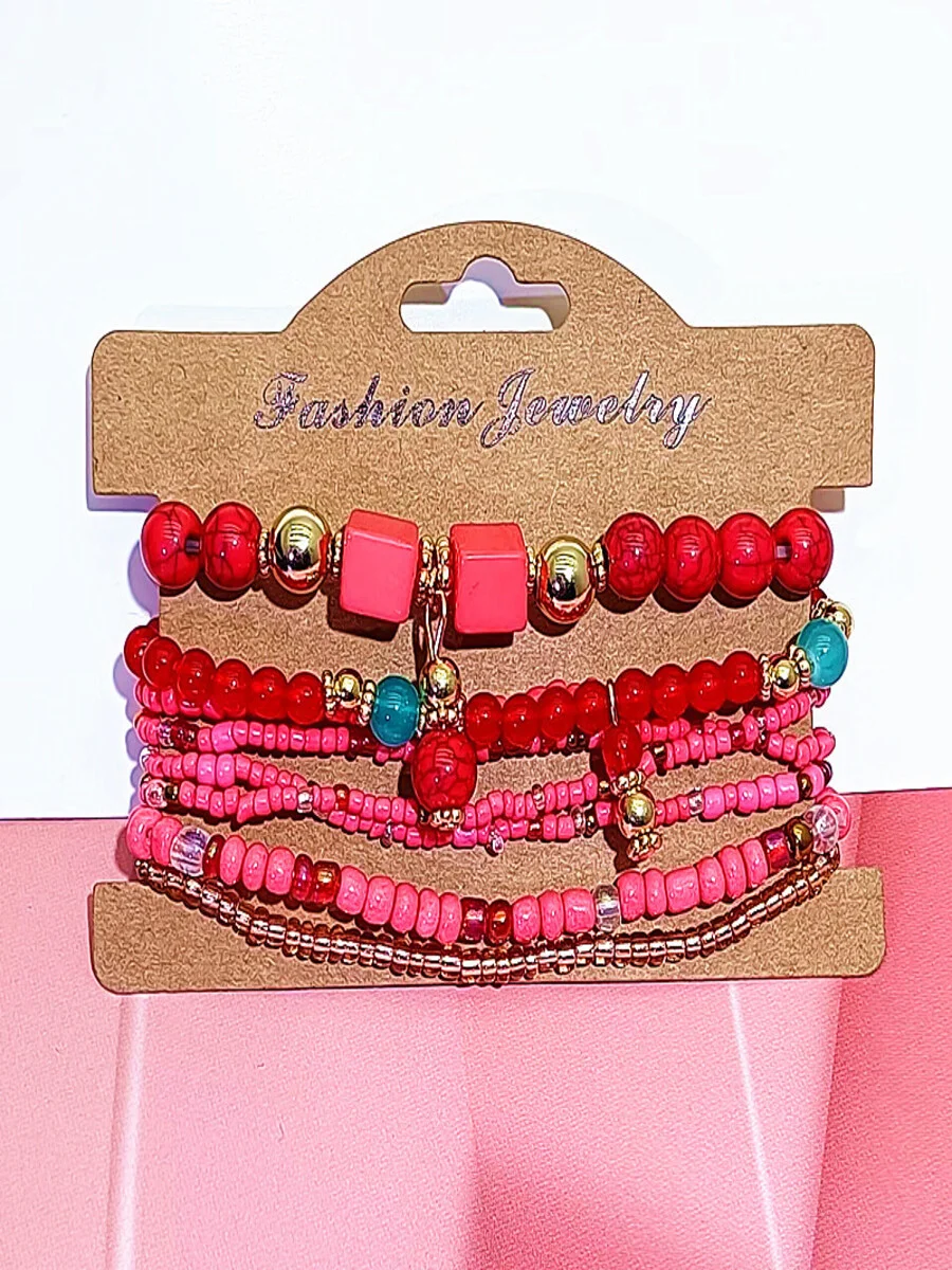 Bracelets Femmes Décontracté Ombre Toutes Les Saisons Tressé Quotidien multicouche Bracelet Acrylique