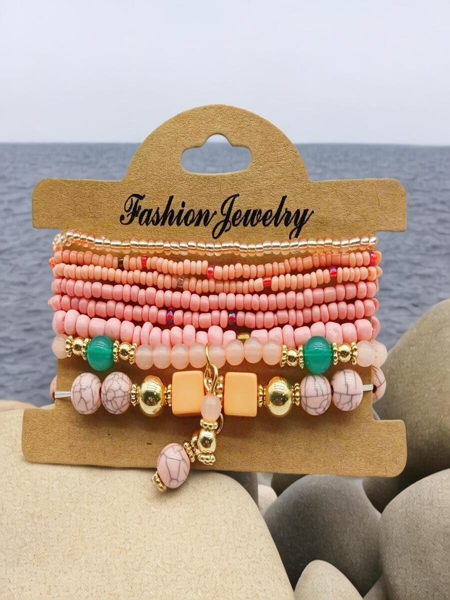 Bracelets Femmes Décontracté Ombre Toutes Les Saisons Tressé Quotidien multicouche Bracelet Acrylique