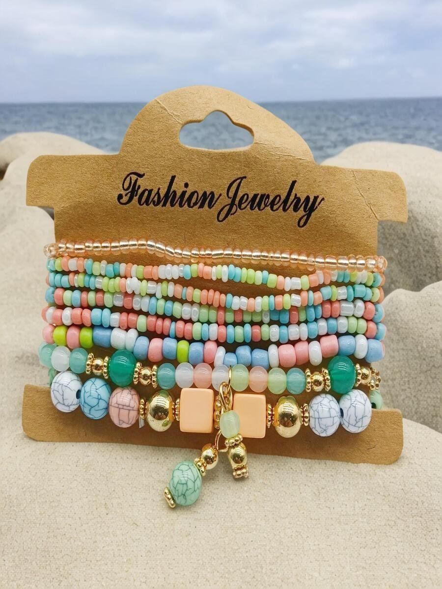 Bracelets Femmes Décontracté Ombre Toutes Les Saisons Tressé Quotidien multicouche Bracelet Acrylique