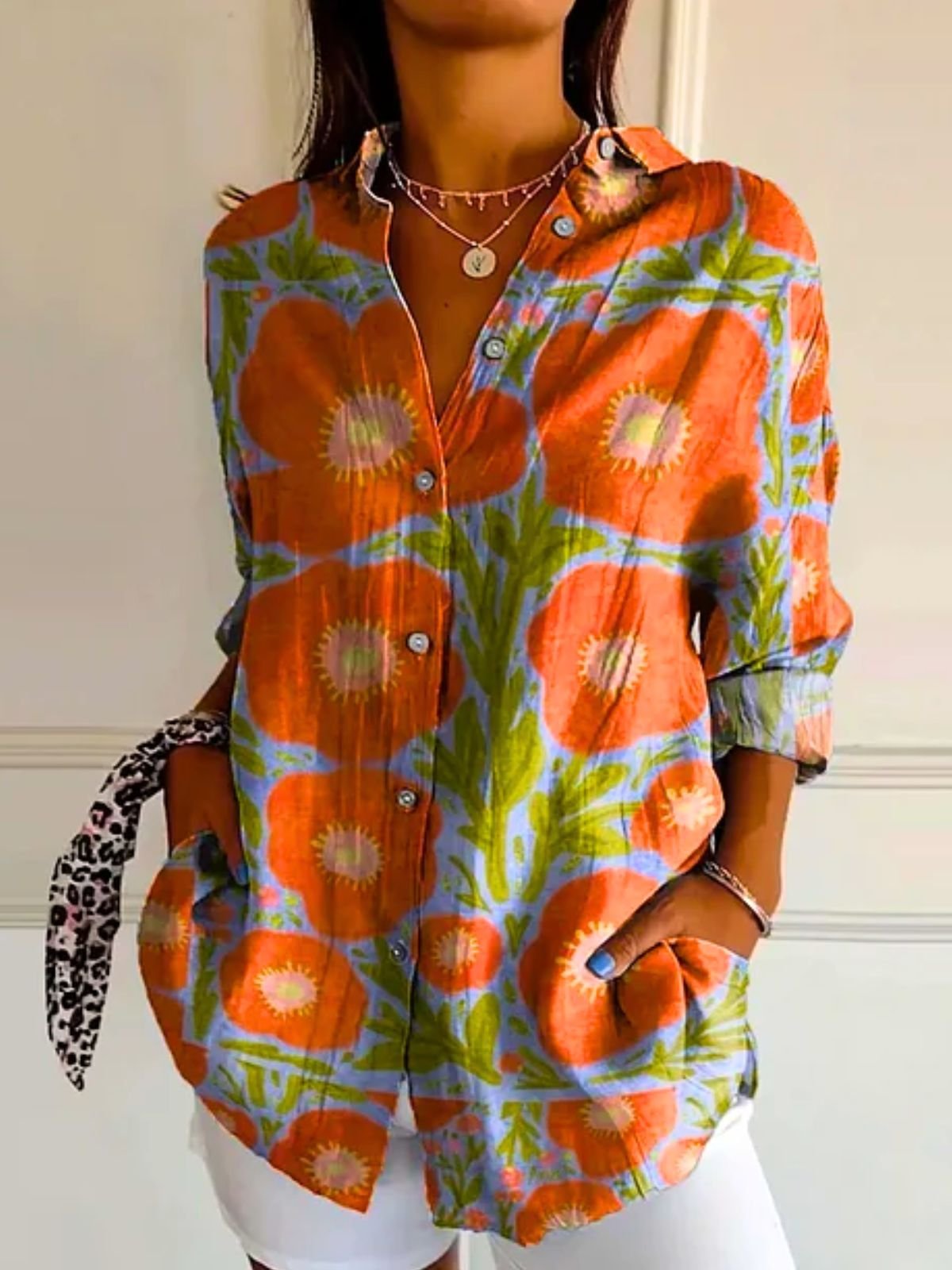 Chemises Femmes Décontracté La peinture Printemps / Automne Polyester Micro-élasticité Coupe Régulière Régulier Trapèze Régulier