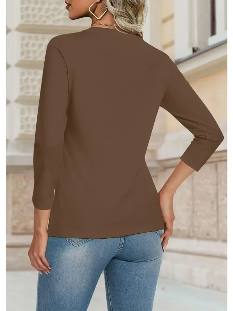 T-shirts Femmes Simple Plain Printemps / Automne Aucune élasticité Faire la navette Ample Jersey Manches Longues Non
