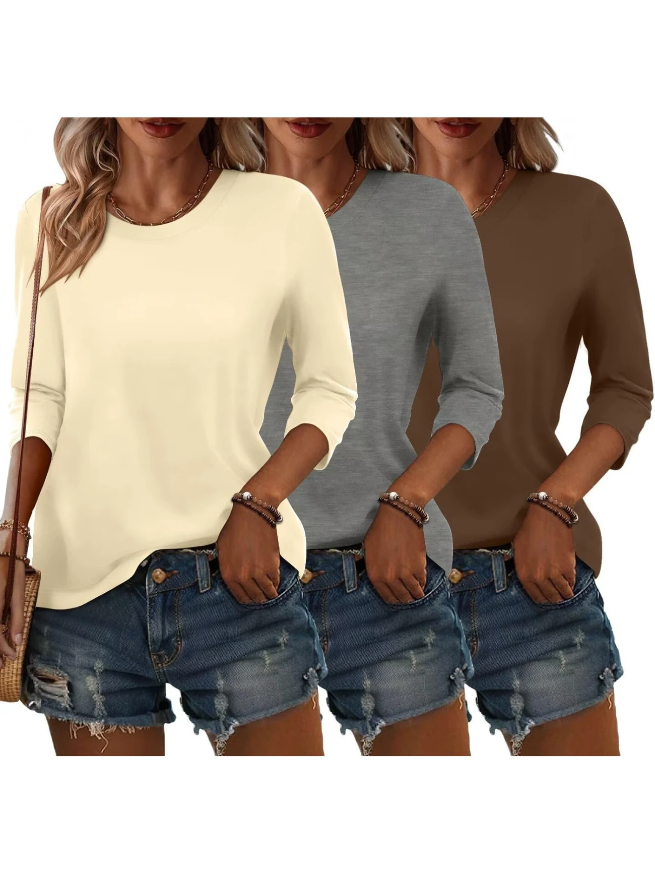 T-shirts Femmes Simple Plain Printemps / Automne Aucune élasticité Faire la navette Ample Jersey Manches Longues Non