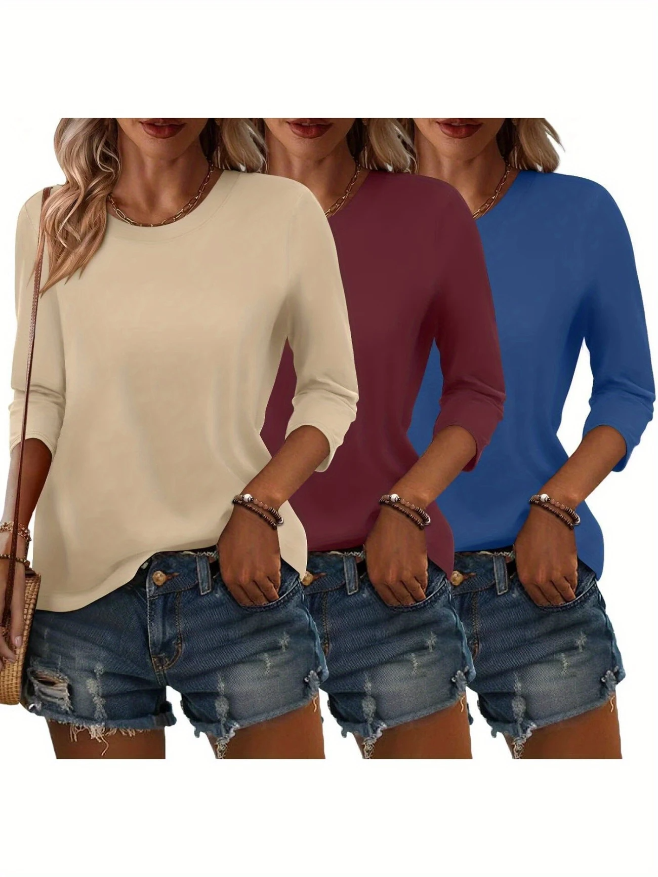 T-shirts Femmes Simple Plain Printemps / Automne Aucune élasticité Faire la navette Ample Jersey Manches Longues Non