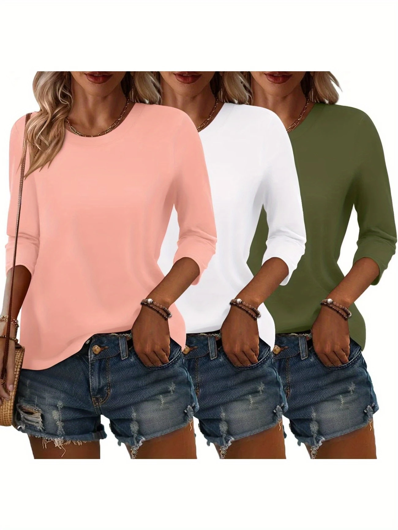 T-shirts Femmes Simple Plain Printemps / Automne Aucune élasticité Faire la navette Ample Jersey Manches Longues Non