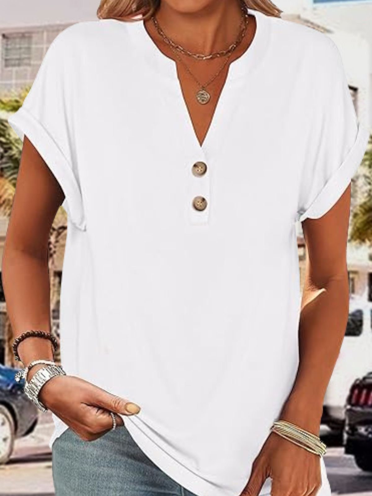 T-shirts Femmes Décontracté Plain Été Coton Micro-élasticité Manches Courtes Régulier Trapèze Régulier