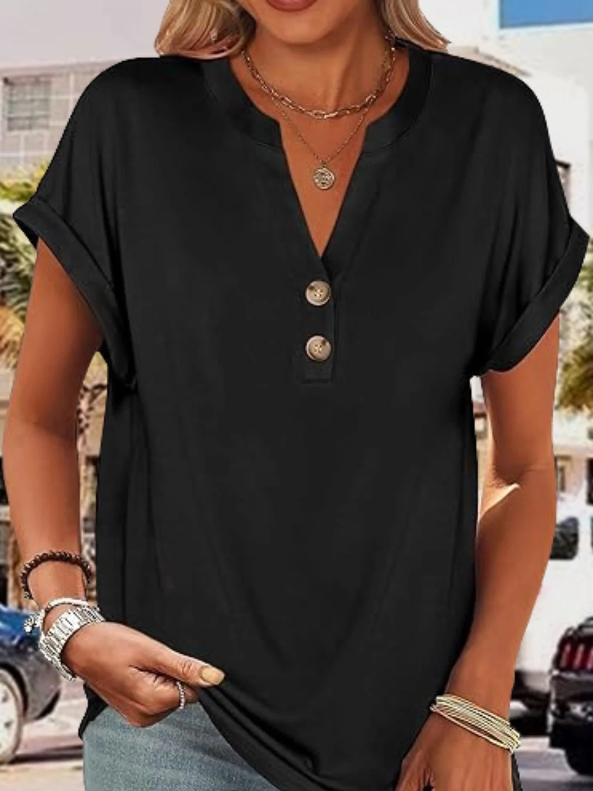 T-shirts Femmes Décontracté Plain Été Coton Micro-élasticité Manches Courtes Régulier Trapèze Régulier
