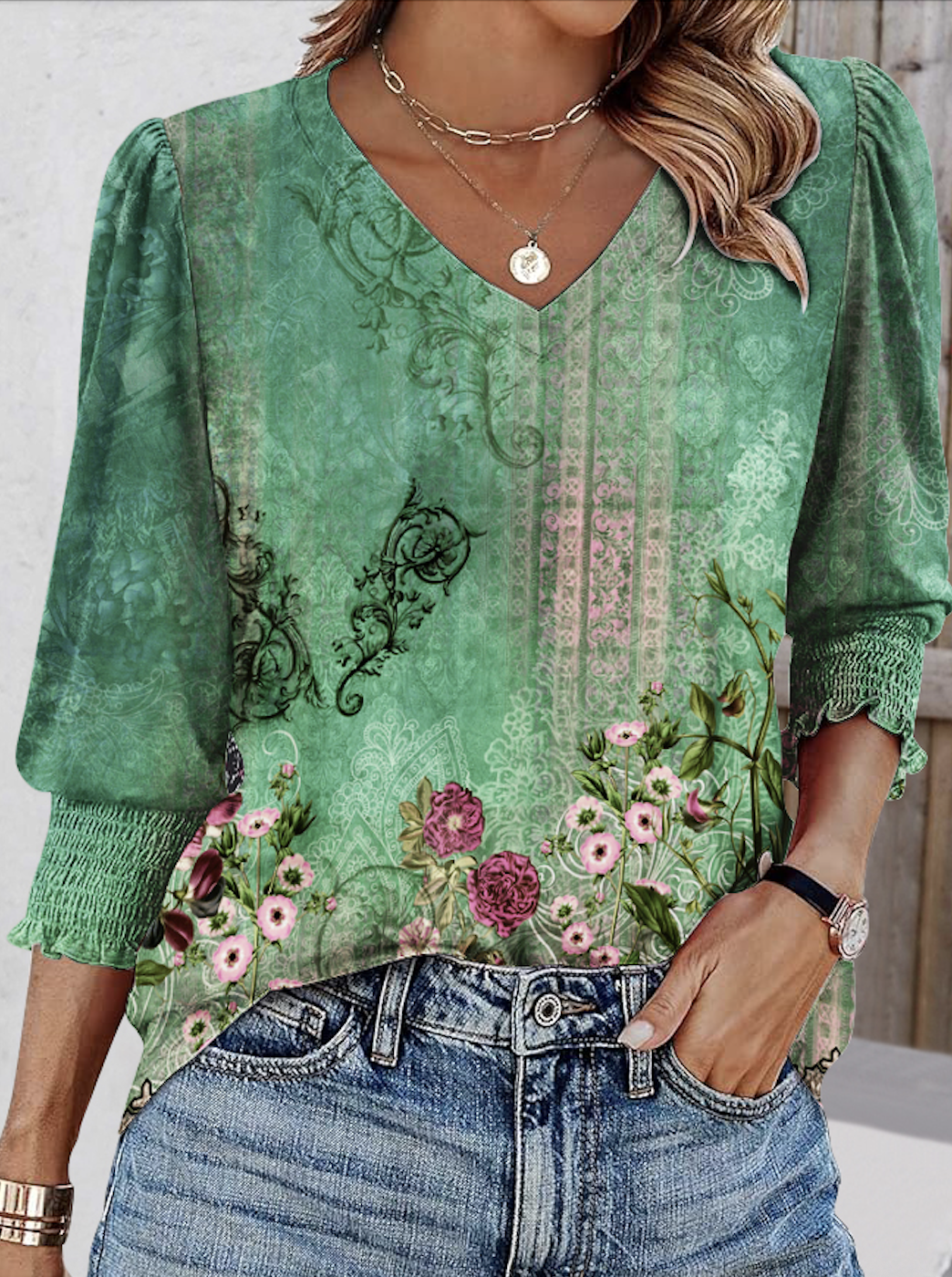 T-shirts Décontracté Tropical Printemps / Automne Micro-élasticité Quotidien Manches Longues Régulier Trapèze Régulier pour Femmes