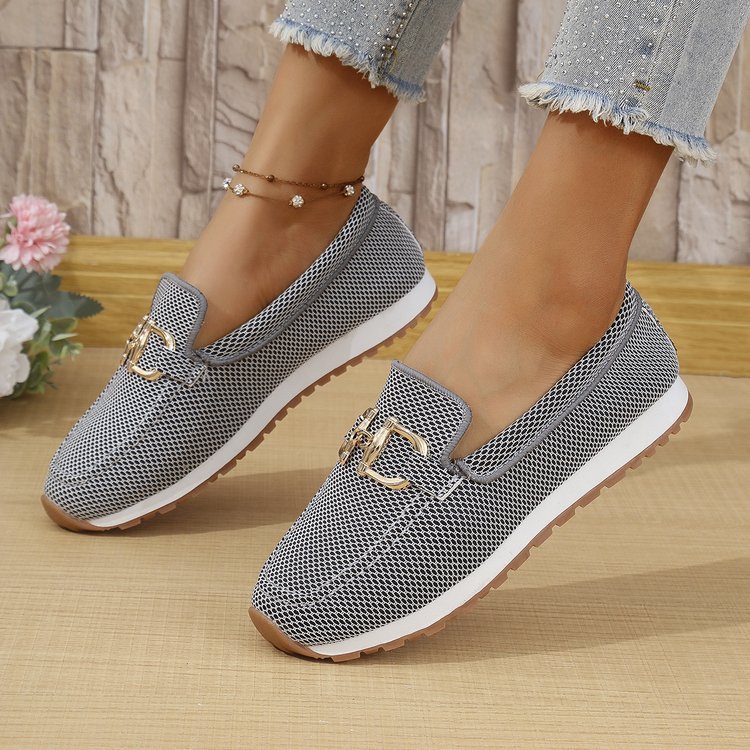 Chaussures Décontractées Femmes Décontracté Plain Toutes Les Saisons Polyester Quotidien à Talon Plat Bout Fermé Caoutchouc à Enfiler