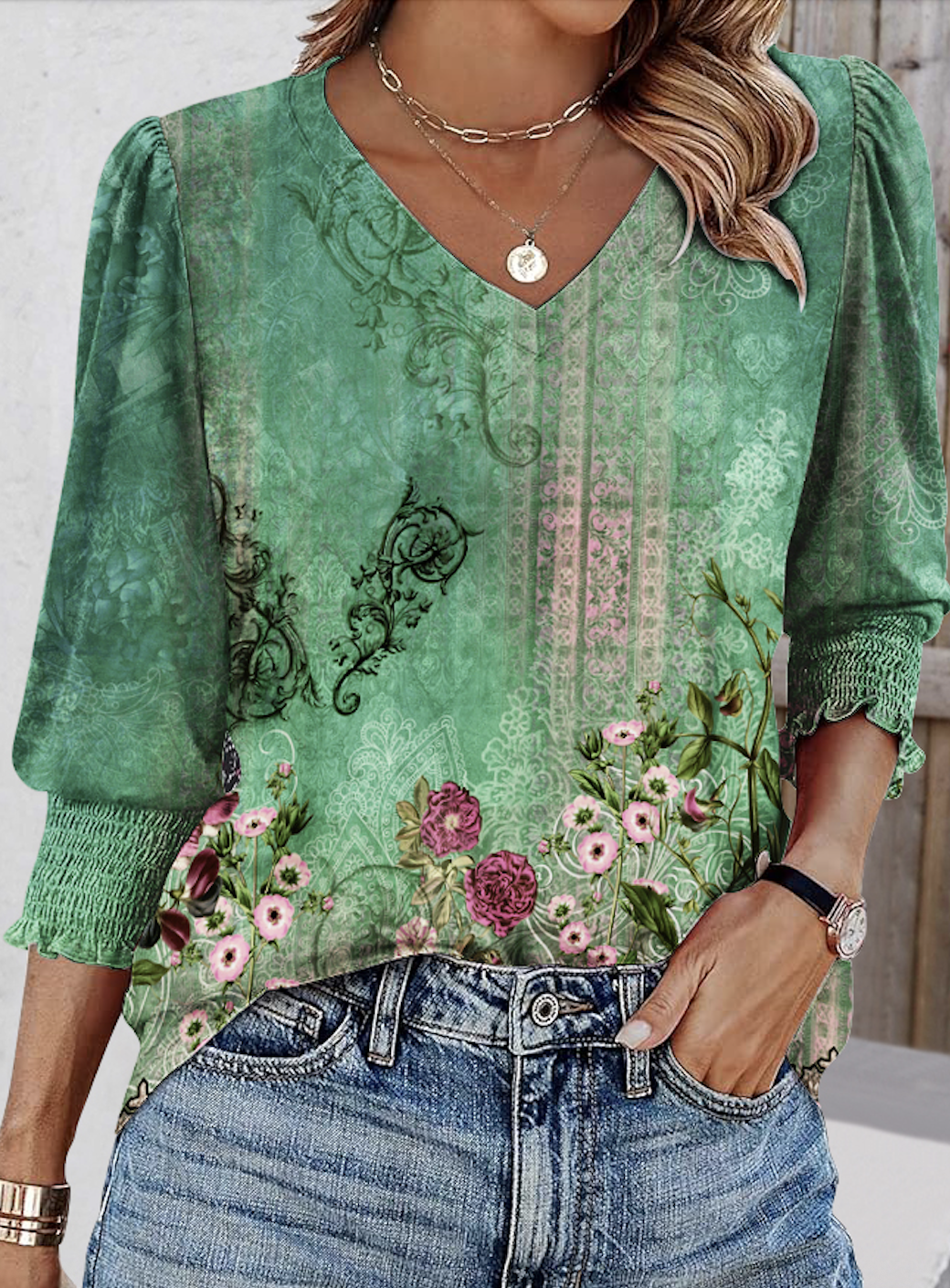 T-shirts Décontracté Tropical Printemps / Automne Micro-élasticité Quotidien Manches Longues Régulier Trapèze Régulier pour Femmes