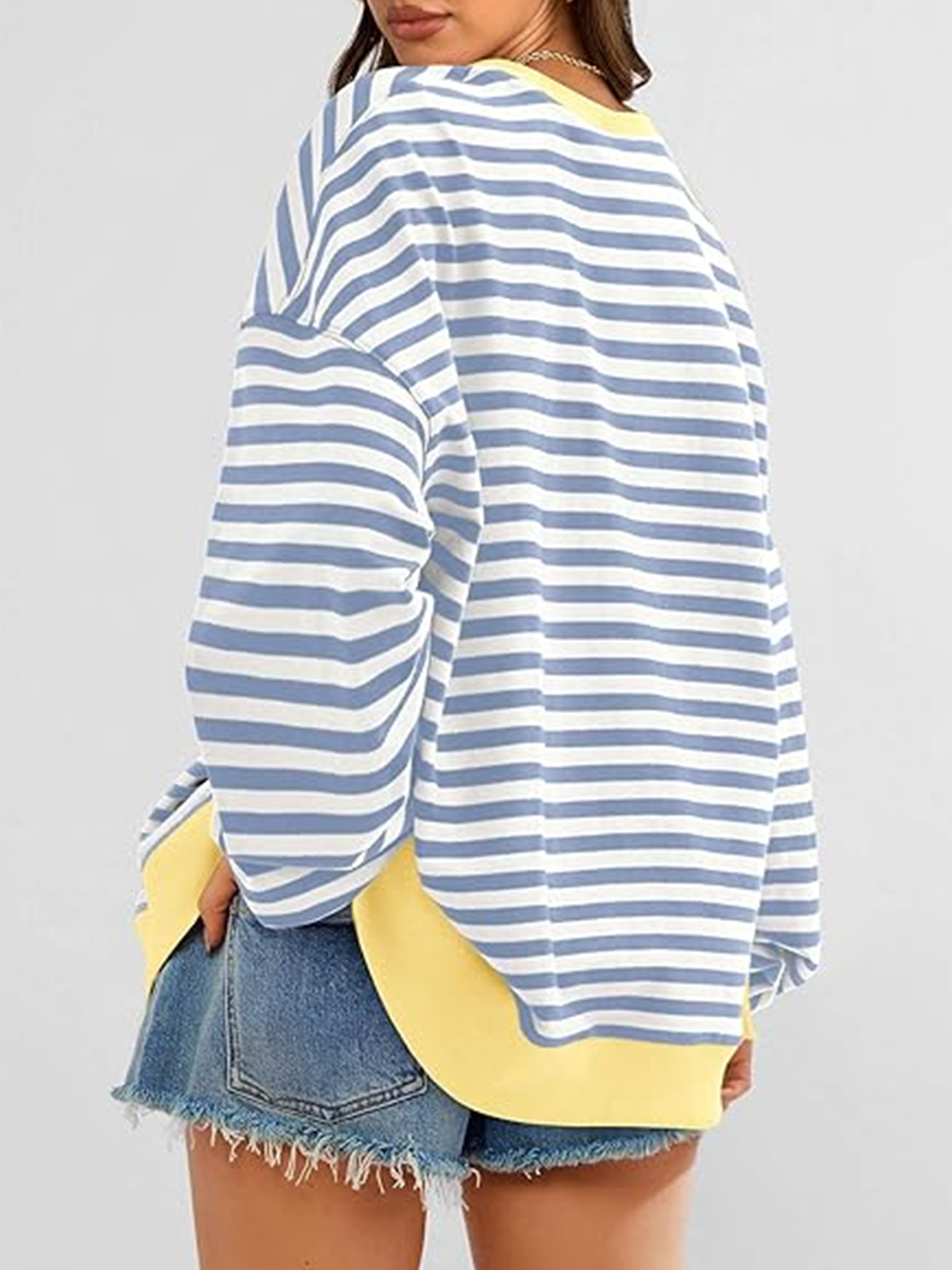 à Capuche Femmes Rayé Décontracté Printemps / Automne Micro-élasticité Coupe Régulière Manches Longues Col Rond Régulier Trapèze