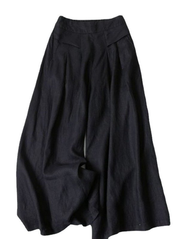 Pantalons Élégant Plain Printemps / Automne Couture de poche Naturel Micro-élasticité Taille Élastique Pantalons à Jambe Large Régulier pour Femmes