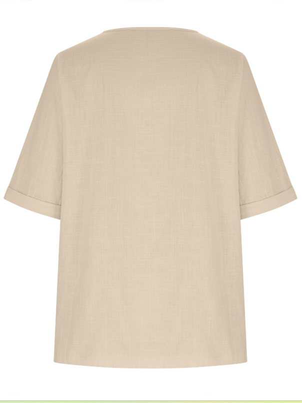 Blouses Rue Plain Été Joint Fendu Ample Demi Manche Col Rond Régulier Droit pour Femmes