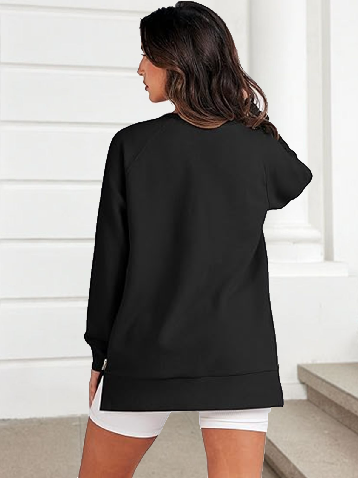 Sweat-shirts Boho Plain Printemps / Automne Polyester Micro-élasticité Coupe Régulière Manches Longues Droit Régulier pour Femmes