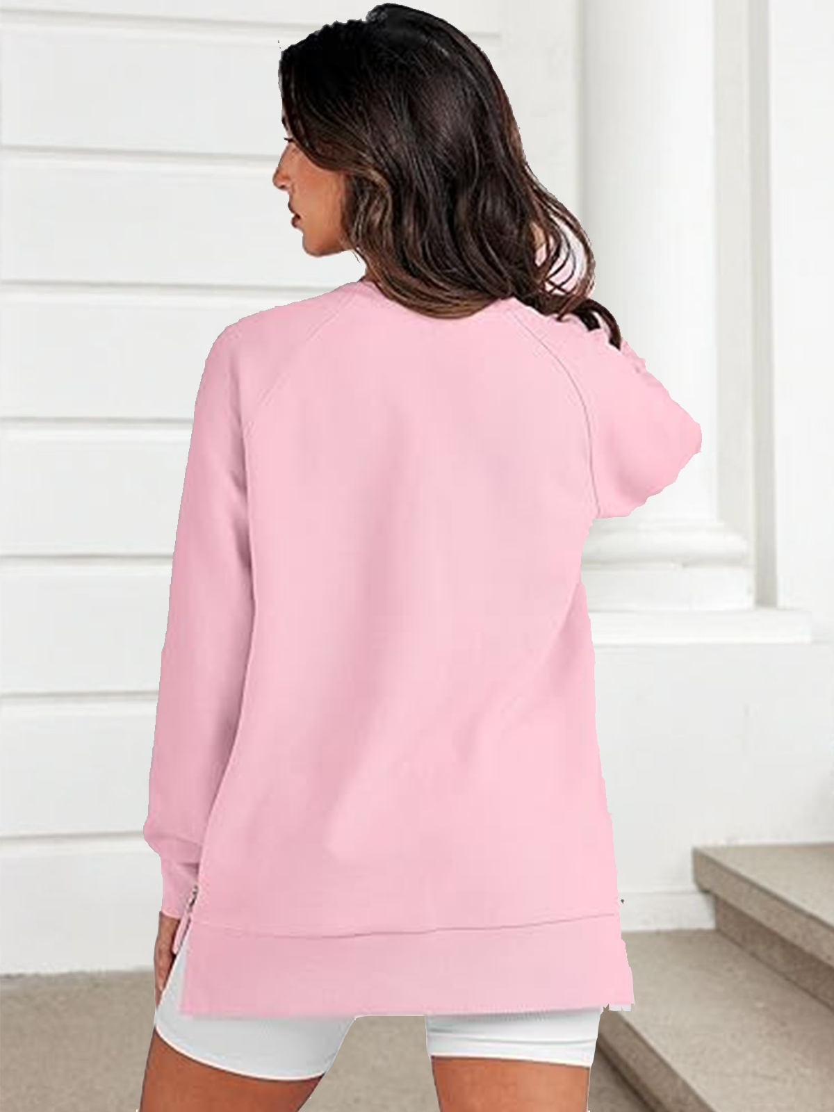 Sweat-shirts Boho Plain Printemps / Automne Polyester Micro-élasticité Coupe Régulière Manches Longues Droit Régulier pour Femmes