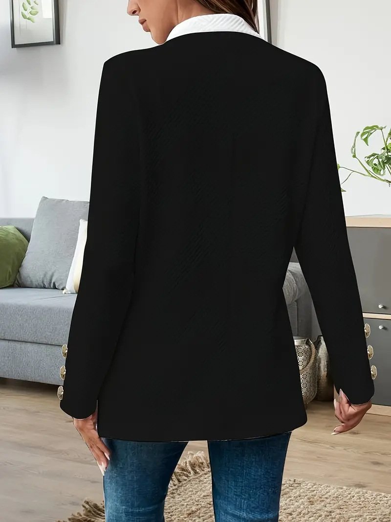 Micro-élasticité Col Montant Manches Longues Régulier Bloc de Couleur Manteau de Tranchée pour Femmes