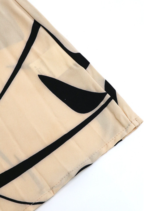 Femmes Abstrait Graphique Abricot Col V Confortable Imprimé Robe Mi-Longue Rétro