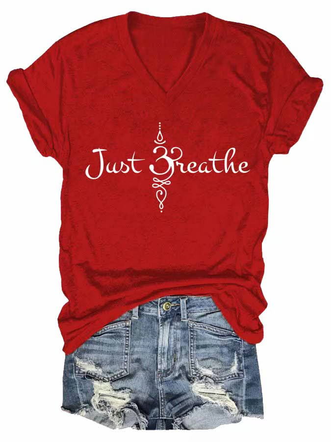 T-shirts Décontracté Été Lettres de texte Polyester Col V Micro-élasticité Quotidien Coupe Régulière Régulier pour Femmes