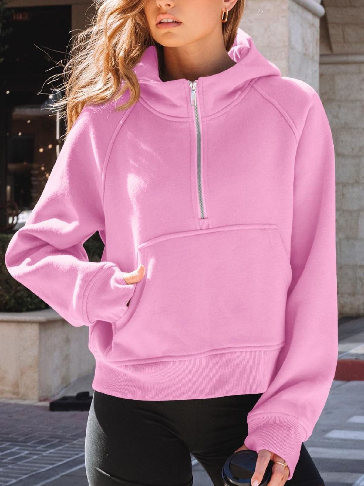 à Capuche Femmes Sportif Plain Printemps / Automne Coton Domestique Régulier Droit Régulier Col mi-ouvert