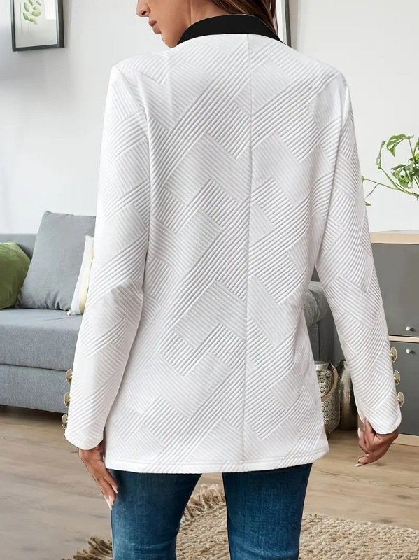 Micro-élasticité Col Montant Manches Longues Régulier Bloc de Couleur Manteau de Tranchée pour Femmes
