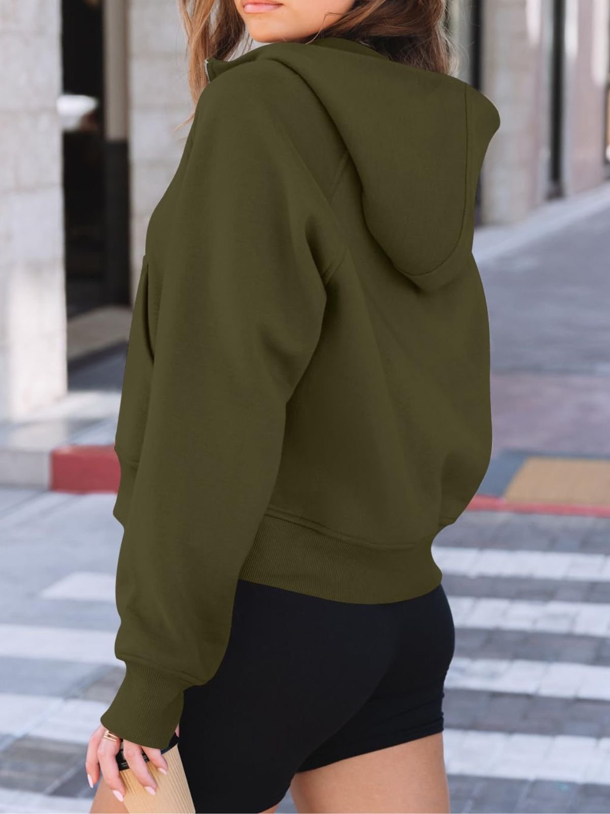 à Capuche Femmes Sportif Plain Printemps / Automne Coton Domestique Régulier Droit Régulier Col mi-ouvert