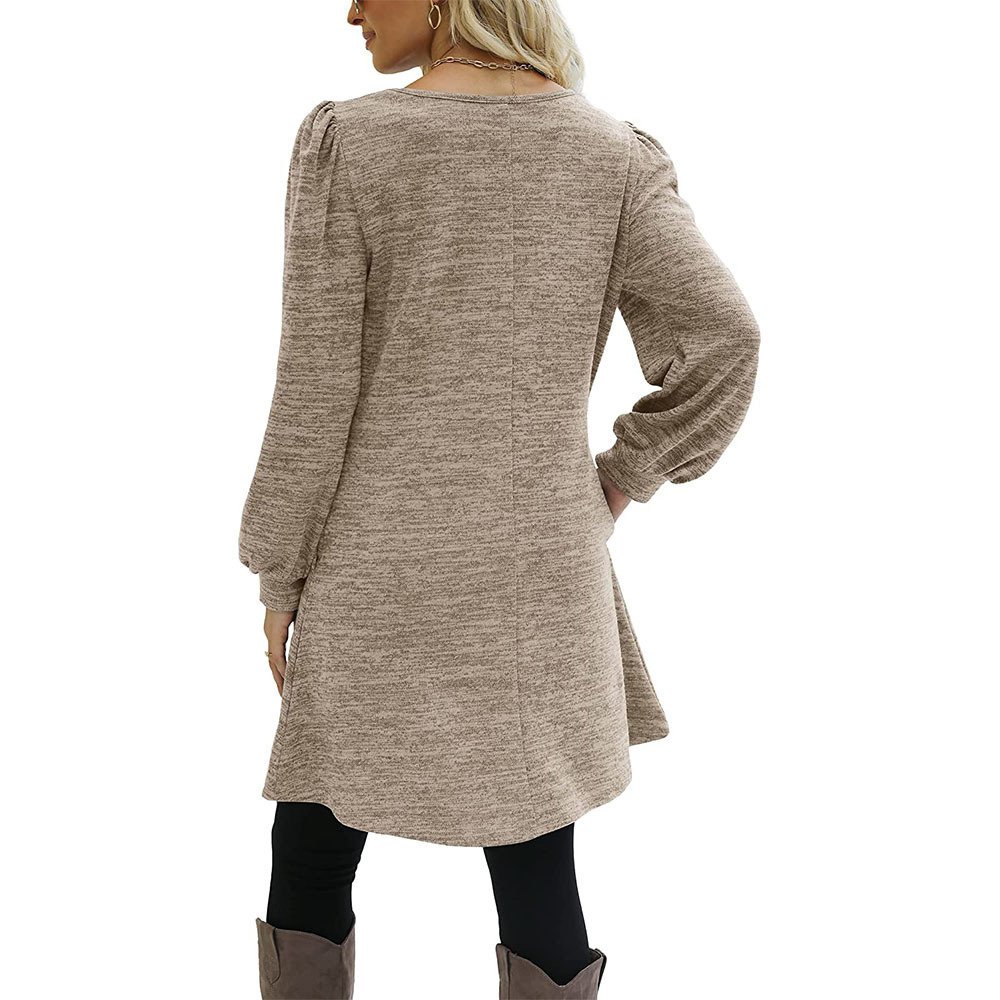 T-shirts Décontracté Plain Printemps / Automne Quotidien Coupe Régulière Manches Longues Mi-long Trapèze Régulier pour Femmes