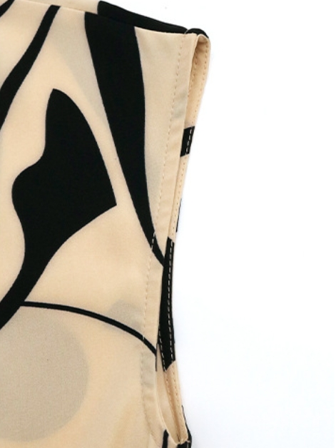 Femmes Abstrait Graphique Abricot Col V Confortable Imprimé Robe Mi-Longue Rétro