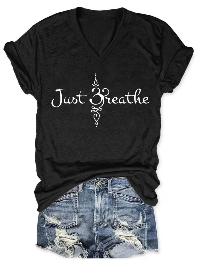 T-shirts Décontracté Été Lettres de texte Polyester Col V Micro-élasticité Quotidien Coupe Régulière Régulier pour Femmes
