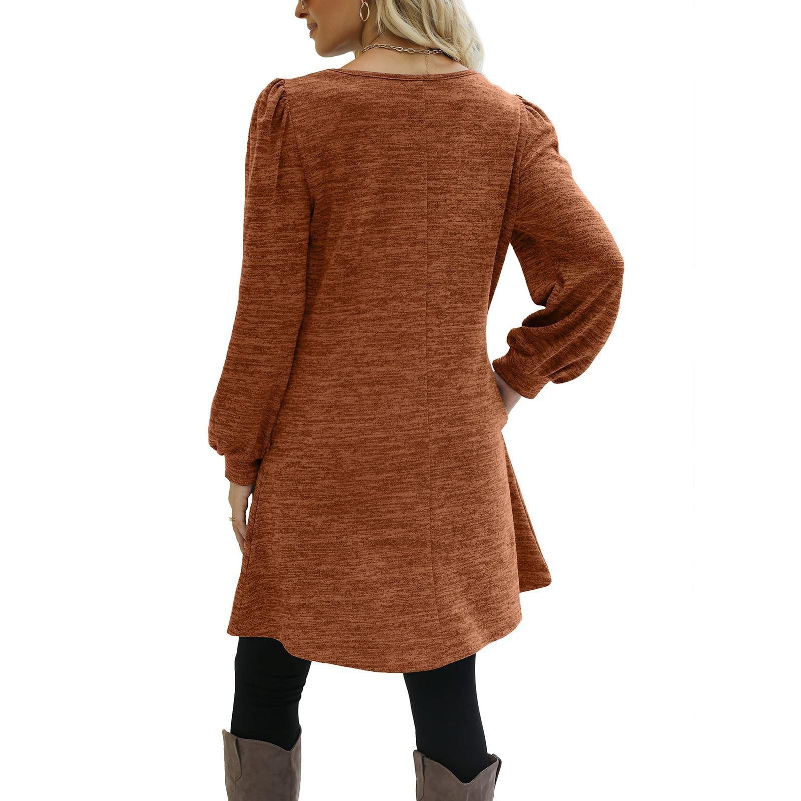 T-shirts Décontracté Plain Printemps / Automne Quotidien Coupe Régulière Manches Longues Mi-long Trapèze Régulier pour Femmes
