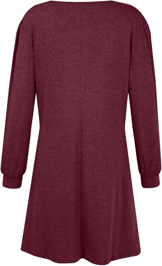 T-shirts Décontracté Plain Printemps / Automne Quotidien Coupe Régulière Manches Longues Mi-long Trapèze Régulier pour Femmes