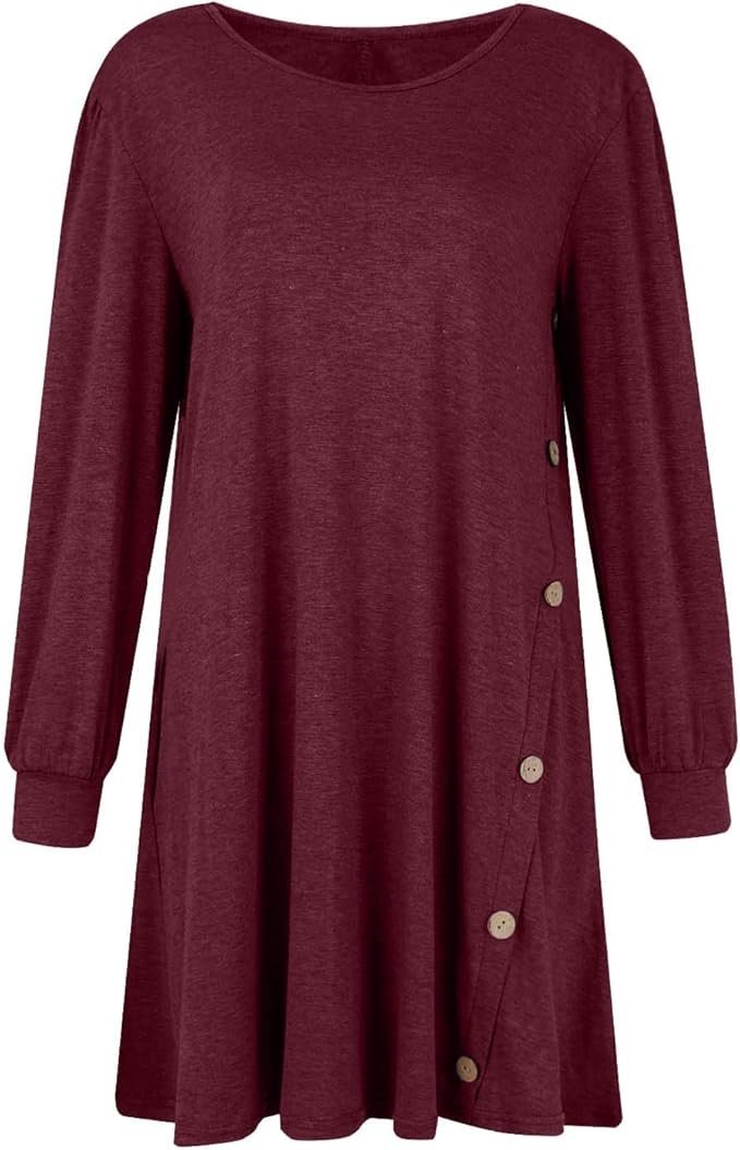 T-shirts Décontracté Plain Printemps / Automne Quotidien Coupe Régulière Manches Longues Mi-long Trapèze Régulier pour Femmes