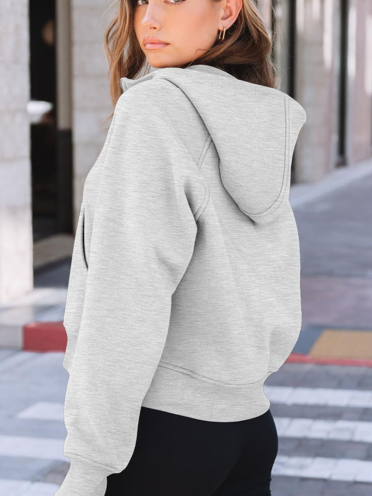 à Capuche Femmes Sportif Plain Printemps / Automne Coton Domestique Régulier Droit Régulier Col mi-ouvert