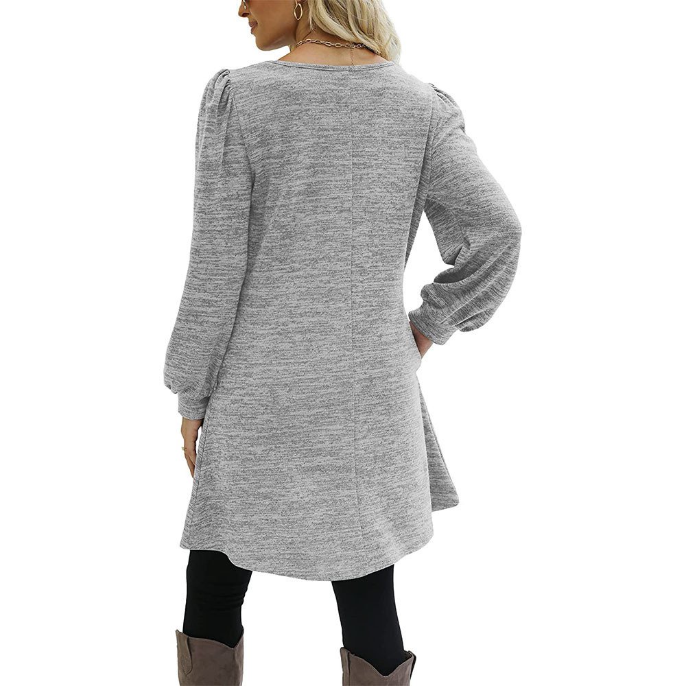 T-shirts Décontracté Plain Printemps / Automne Quotidien Coupe Régulière Manches Longues Mi-long Trapèze Régulier pour Femmes