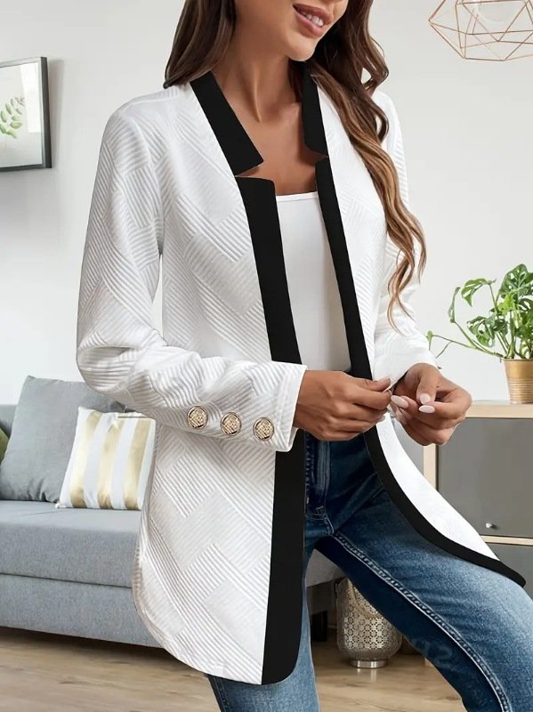 Micro-élasticité Col Montant Manches Longues Régulier Bloc de Couleur Manteau de Tranchée pour Femmes