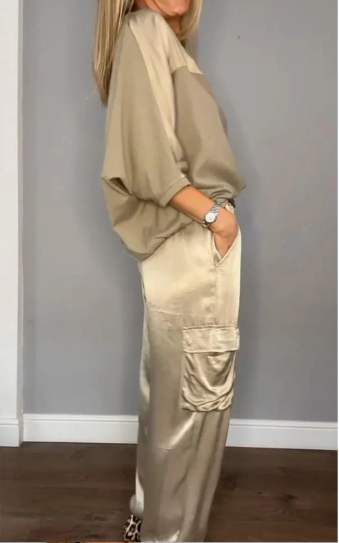 Deux Pièces Ensembles Femmes Habillé Plain Été Naturel Bal Coupe Régulière Demi Manche Col Rond Régulier