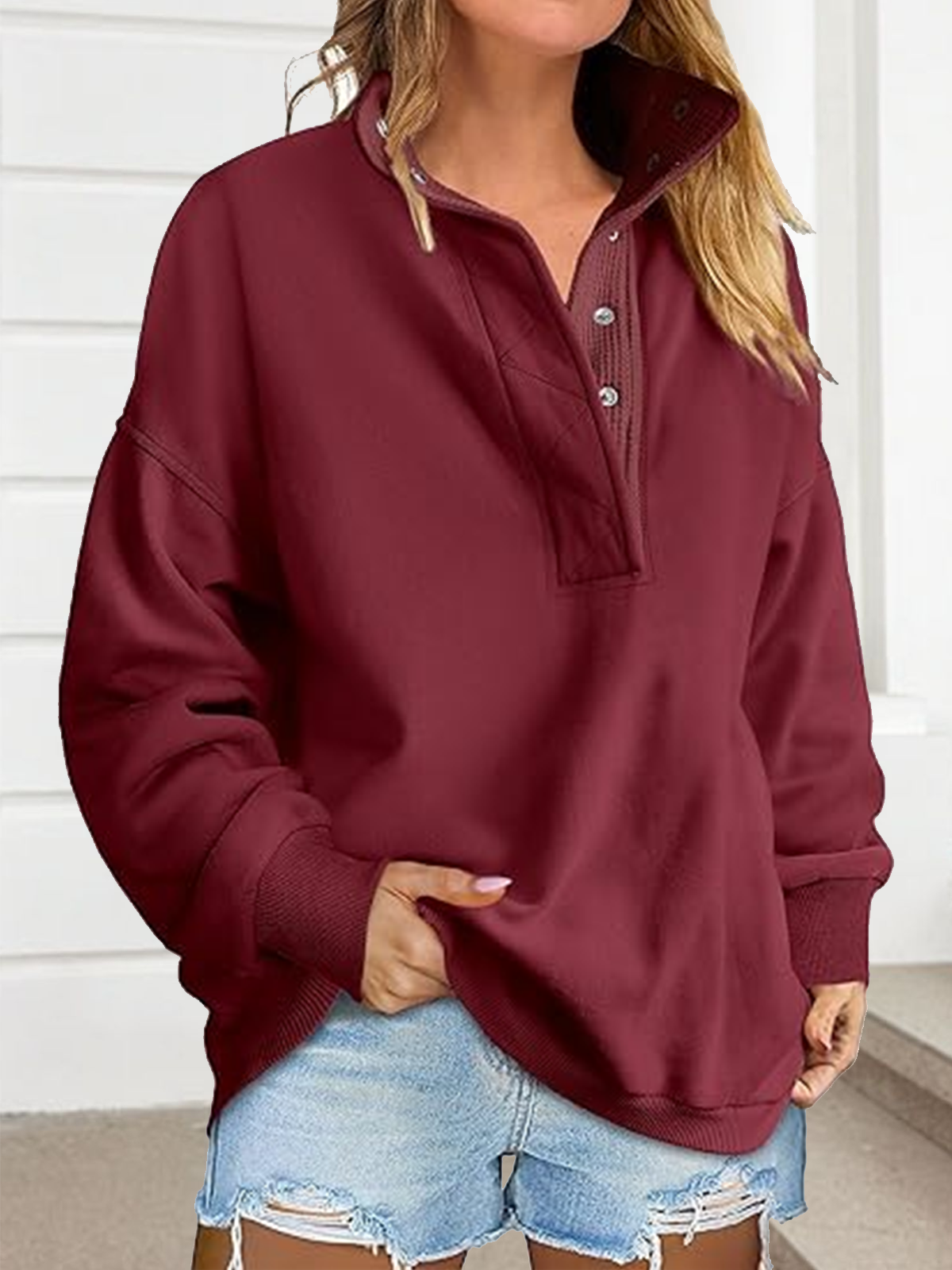 Sweat-shirts Femmes Décontracté Plain Printemps / Automne Polyester Micro-élasticité Domestique Manches Longues Col Rond Droit