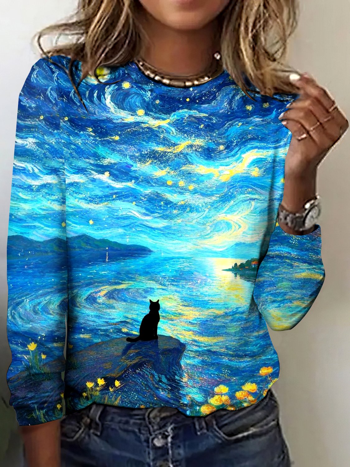 T-shirts Femmes Décontracté Printemps / Automne Plaid Polyester Quotidien Manches Longues Régulier Trapèze Régulier