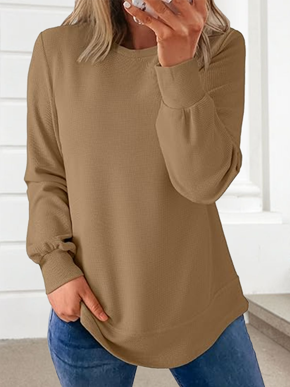 à Capuche Femmes Décontracté Plain Printemps / Automne Sweat-shirt à Capuche Micro-élasticité Quotidien Manches Longues Trapèze Régulier