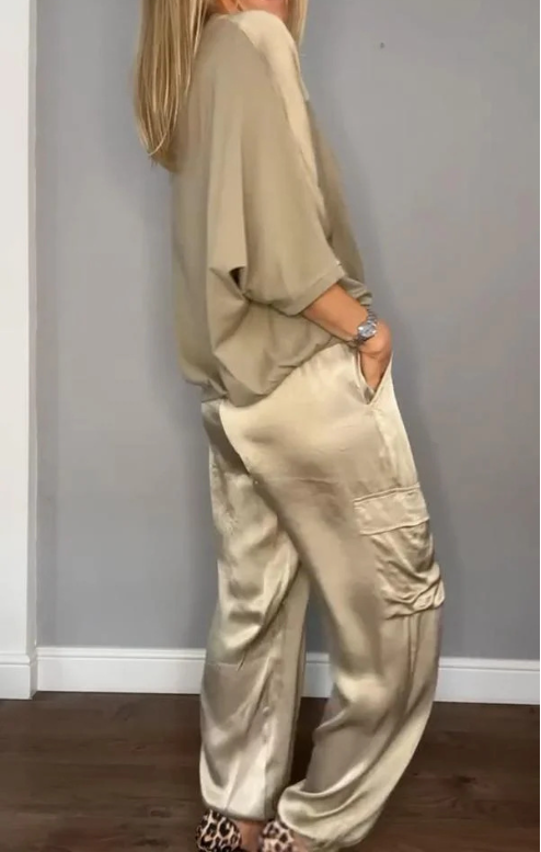 Deux Pièces Ensembles Femmes Habillé Plain Été Naturel Bal Coupe Régulière Demi Manche Col Rond Régulier