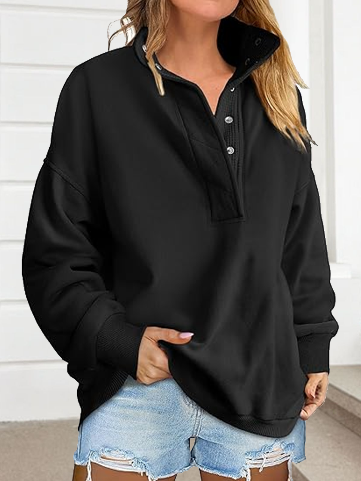 Sweat-shirts Femmes Décontracté Plain Printemps / Automne Polyester Micro-élasticité Domestique Manches Longues Col Rond Droit