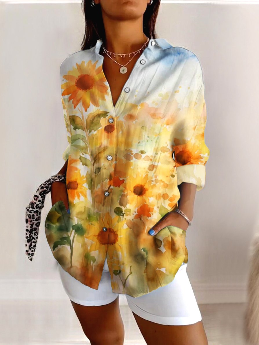 Chemises Femmes Géométrique Décontracté Printemps / Automne Polyester Col V Micro-élasticité Quotidien Coupe Régulière Régulier