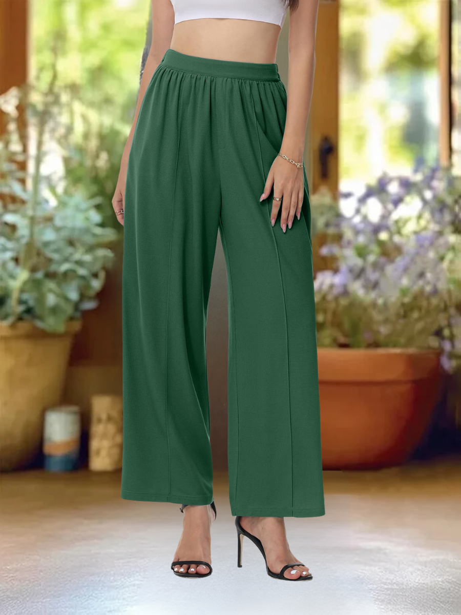 Pantalons Semi-formel Plain Printemps / Automne Polyester Joint Fendu Naturel Micro-élasticité Taille Élastique Régulier pour Femmes