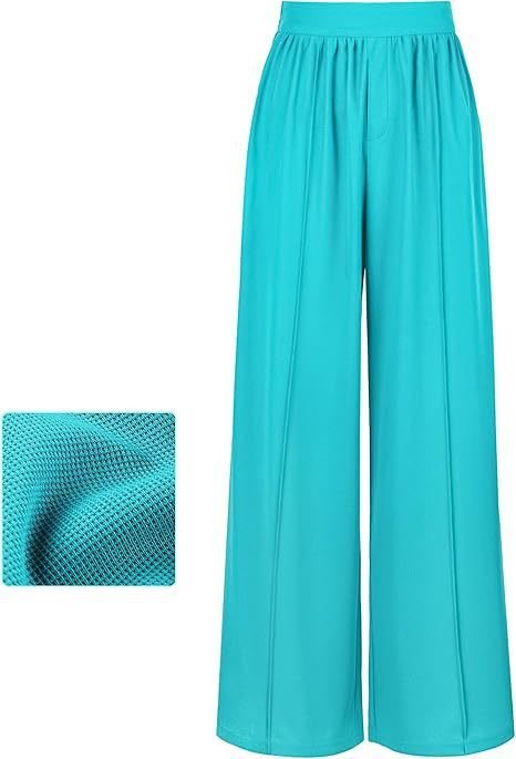 Pantalons Semi-formel Plain Printemps / Automne Polyester Joint Fendu Naturel Micro-élasticité Taille Élastique Régulier pour Femmes