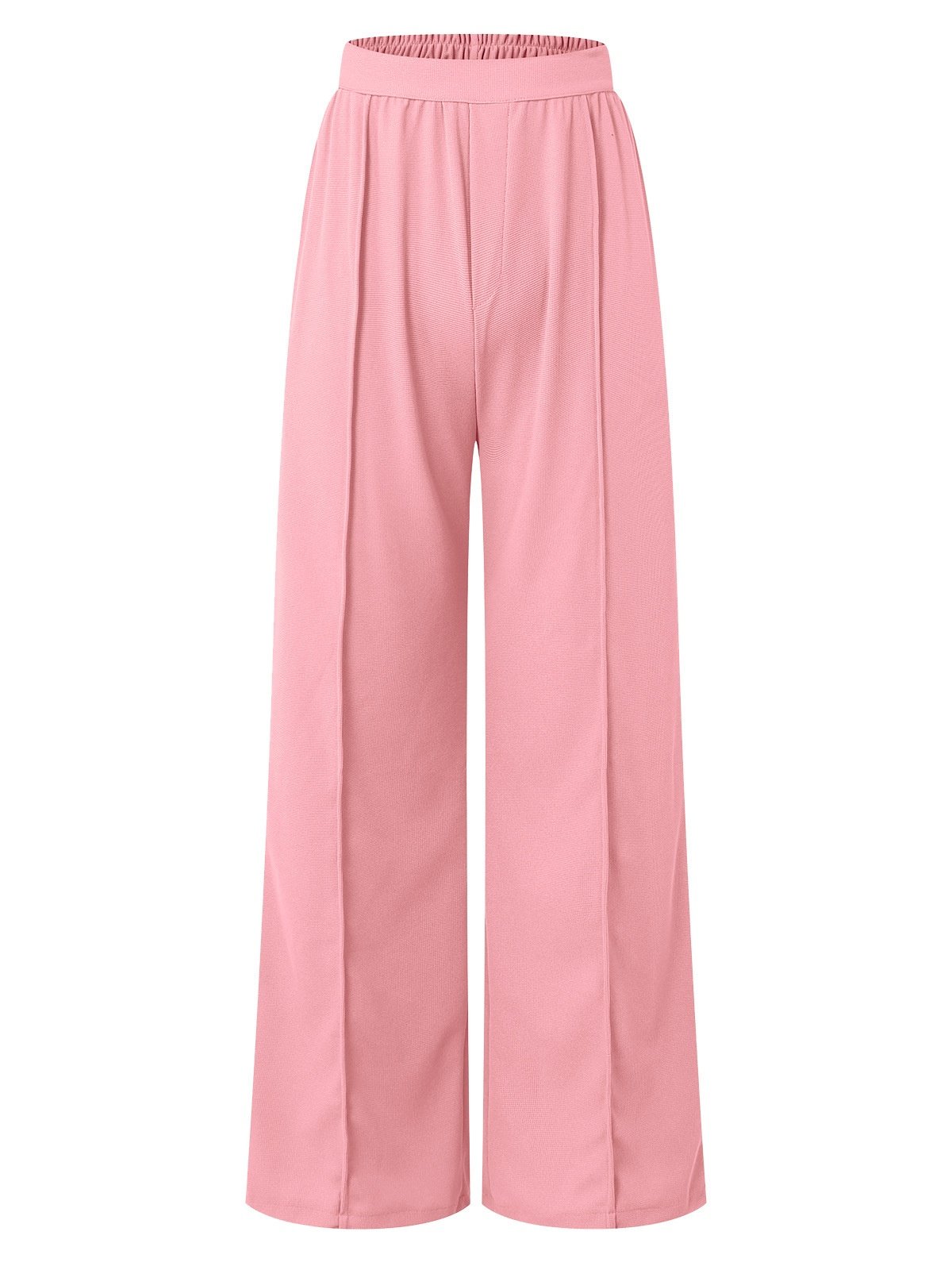 Pantalons Semi-formel Plain Printemps / Automne Polyester Joint Fendu Naturel Micro-élasticité Taille Élastique Régulier pour Femmes