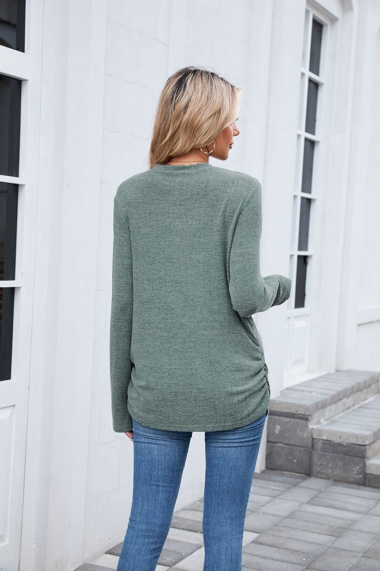 T-shirts Femmes Décontracté Plain Printemps / Automne Polyester Quotidien Manches Longues Col Rond Régulier Trapèze