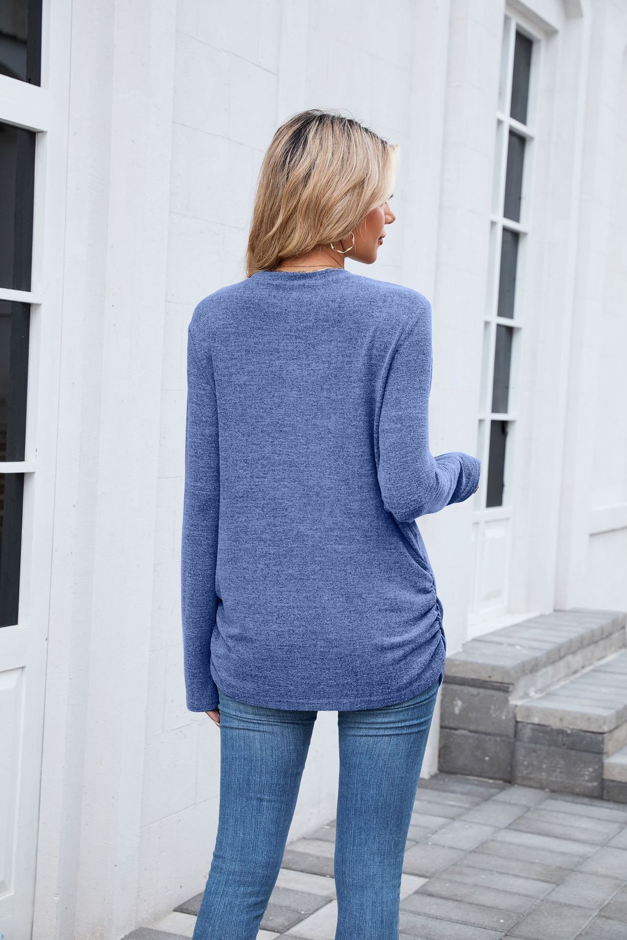 T-shirts Femmes Décontracté Plain Printemps / Automne Polyester Quotidien Manches Longues Col Rond Régulier Trapèze