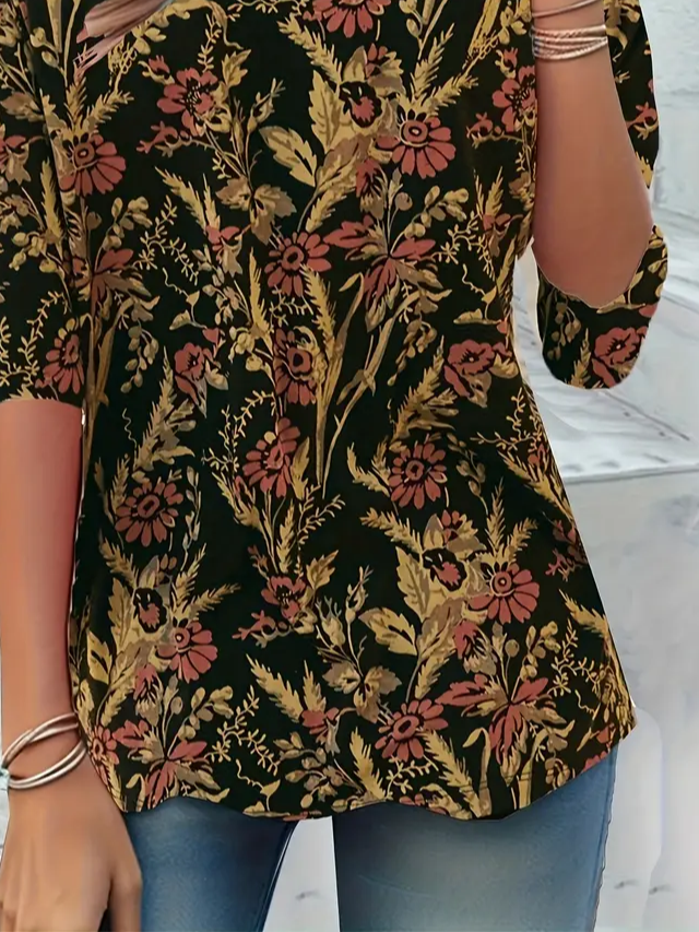 T-shirts Femmes Décontracté Floral Printemps / Automne Aucune élasticité Quotidien Jersey Régulier Droit Régulier